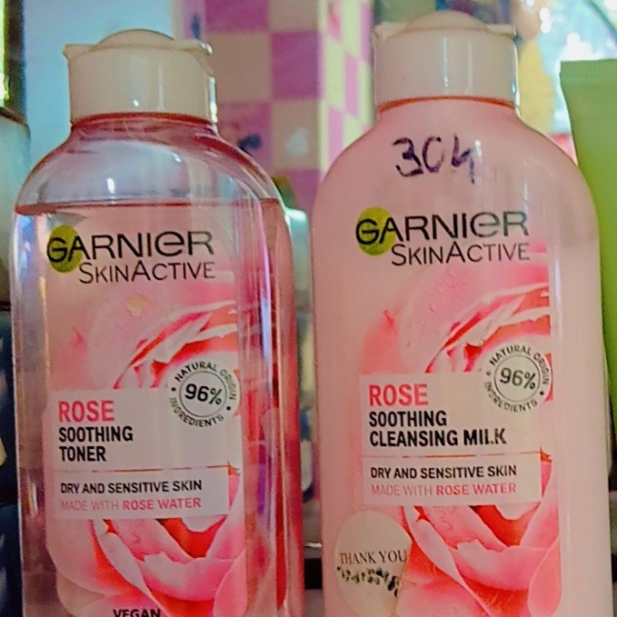 Garnier rose toner and cleansing milk