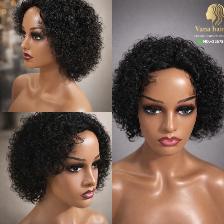 short curly wig ( wetlook wig with human hair textures)