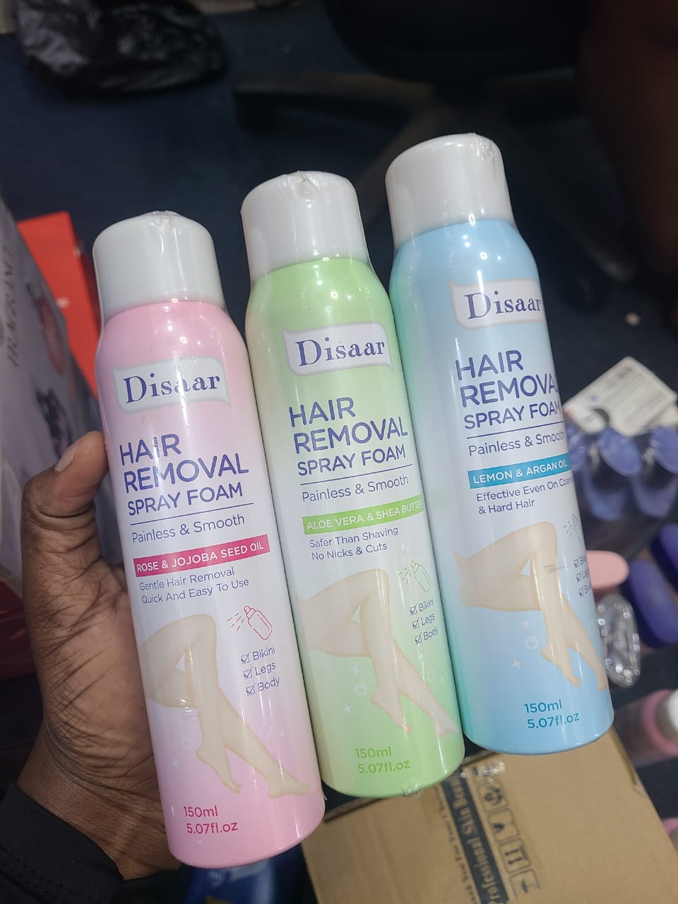 Hair removal spray foam