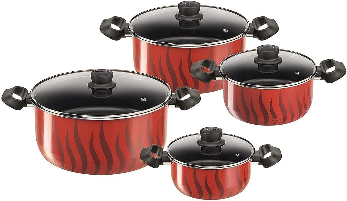 TEFAL 8pcs non stick tempo red